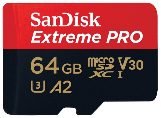 SanDisk micro SDXC Extreme Pro  64GB UHS-I, U3, V30 + SD Adapter