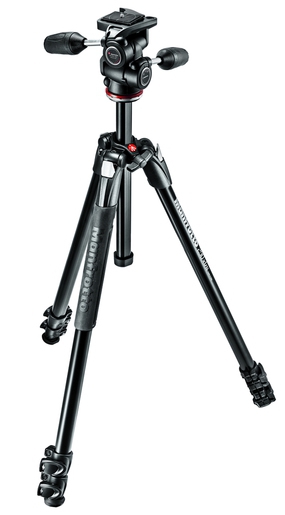 Manfrotto 290 Xtra Kit Alustativ mit 3 Segmenten + 3-Wege-Neiger + Tasche