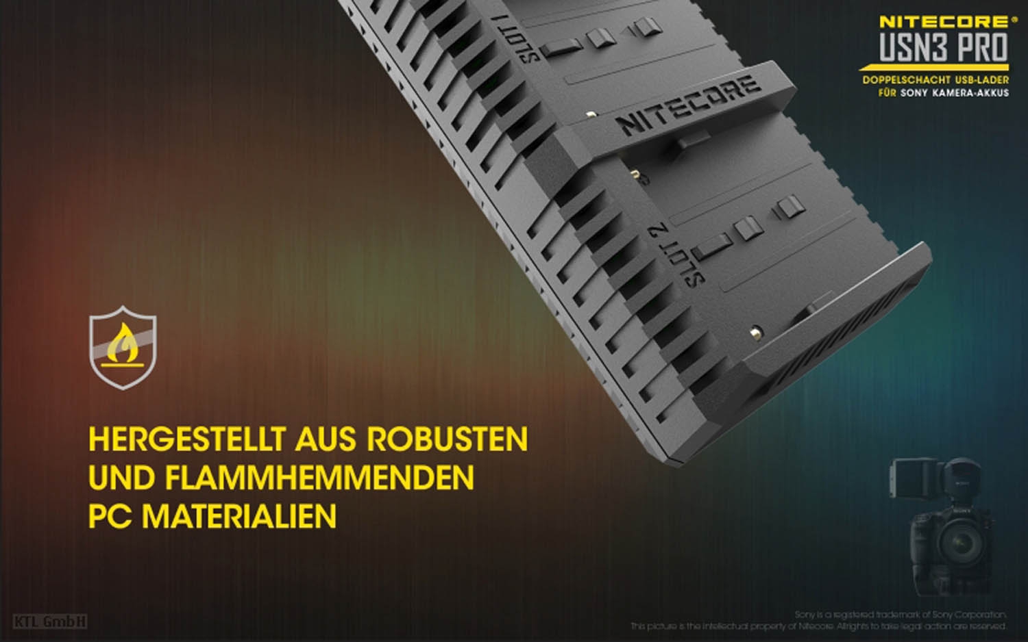 Nitecore NC-USN3 Pro Dual-Ladegerät für Sony NP-FM500H